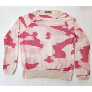 Brodie pink camo cashmere long sleeved sweater Size medium Luxe Old Money